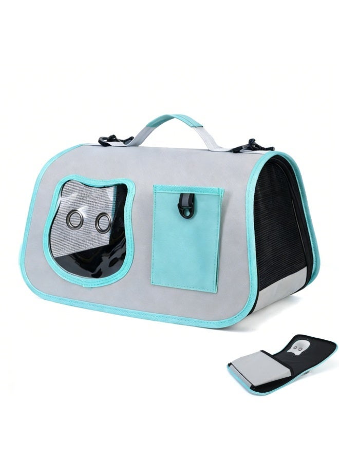 حقيبة ظهر قابلة للطي قابلة للتنفس، جسم متقاطع وحقيبة يد مزدوجة الاستخدام، قماش أكسفورد المتين ومواد PVC، حقيبة سفر تهوية للقطط والكلاب الصغيرة - Image 1